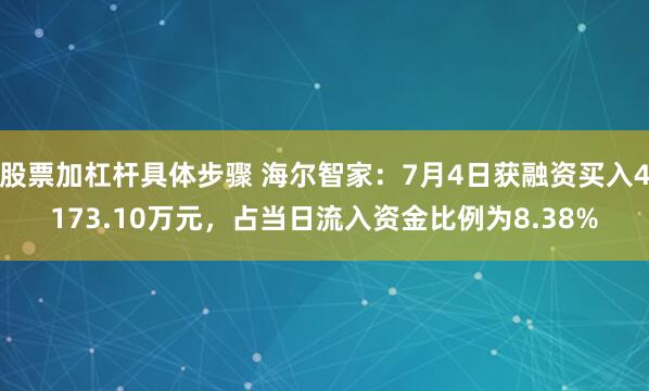 股票加杠杆具体步骤 海尔智家：7月4日获融资买入4173.10万元，占当日流入资金比例为8.38%